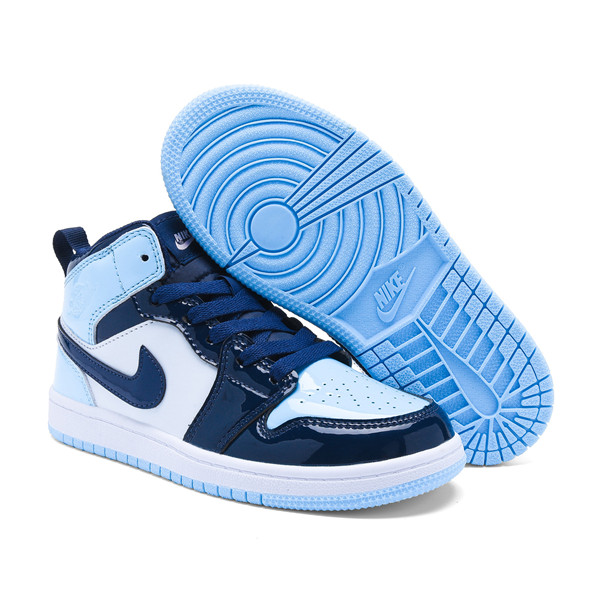 Youth Running Weapon Air Jordan 1 Black/White/BlueShoes 0023